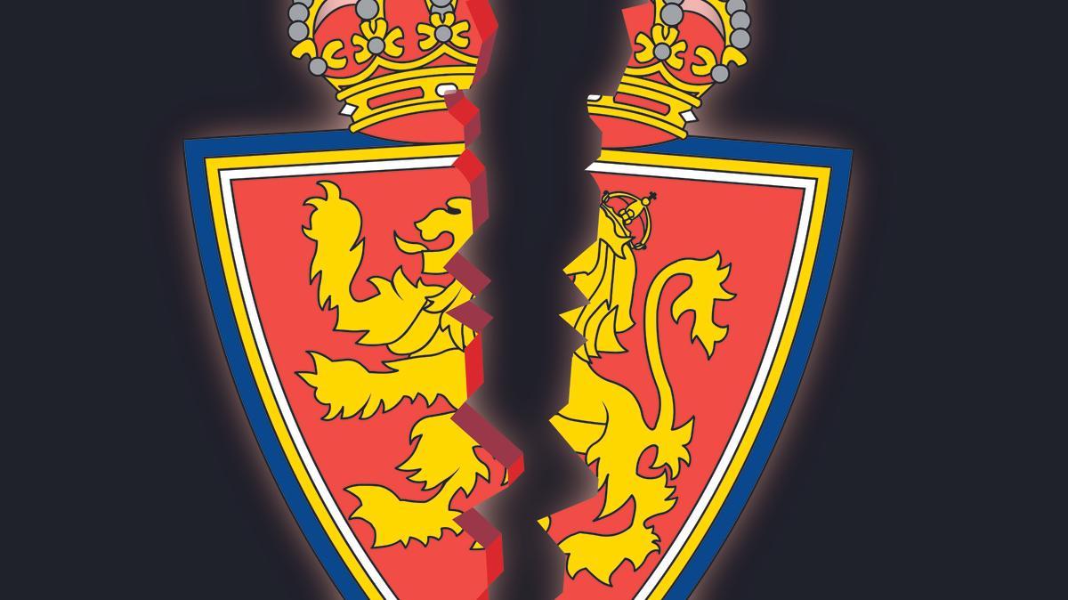 El escudo del Real Zaragoza, roto.