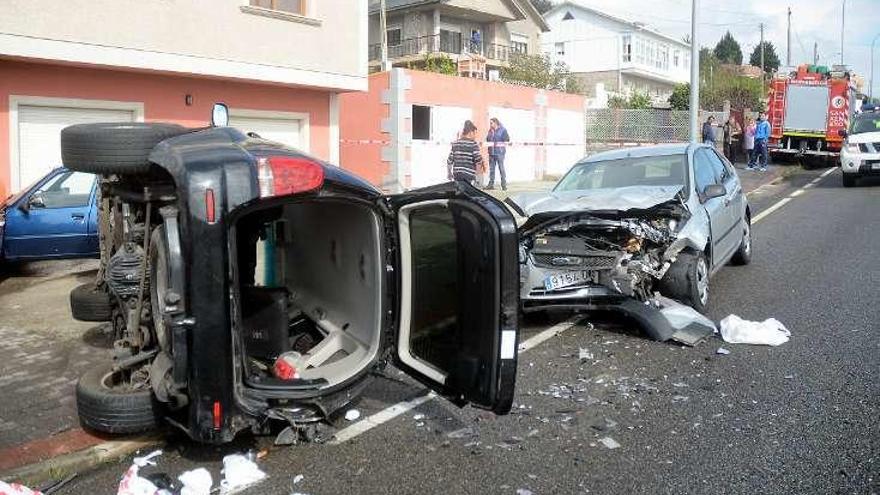 Una mujer herida grave en un choque en Sanxenxo