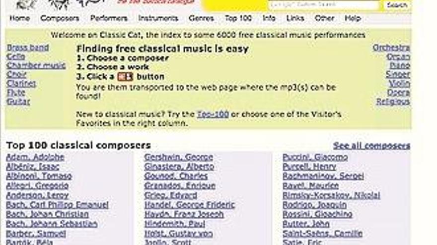 Web de temas de música clásica para descargar en internet