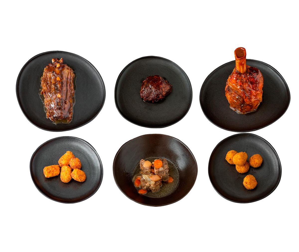 Selección de platos confitados y croquetas gourmet de Txogitxu