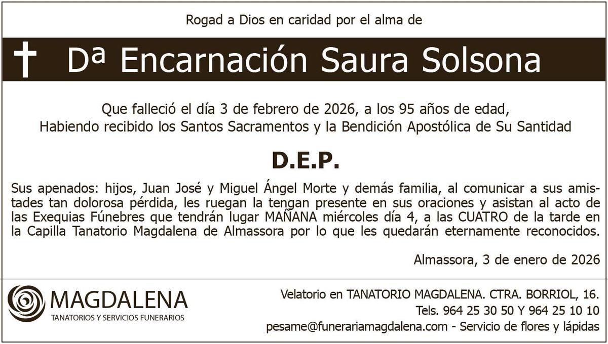 Dª Encarnación Saura Solsona