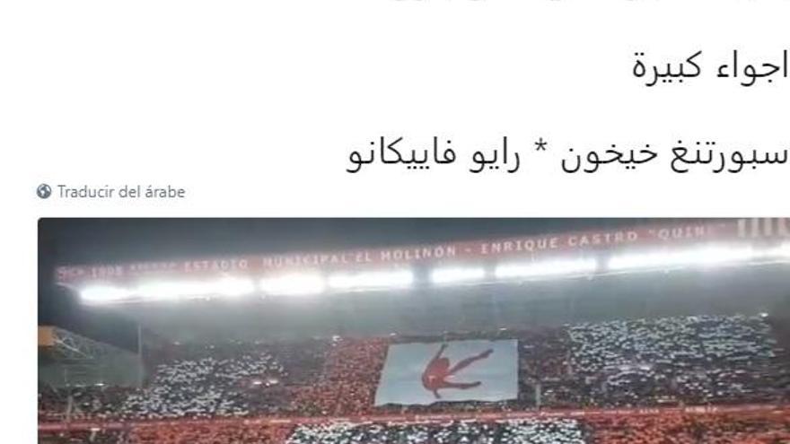 Publicación en twitter del aficionado árabe del Sporting