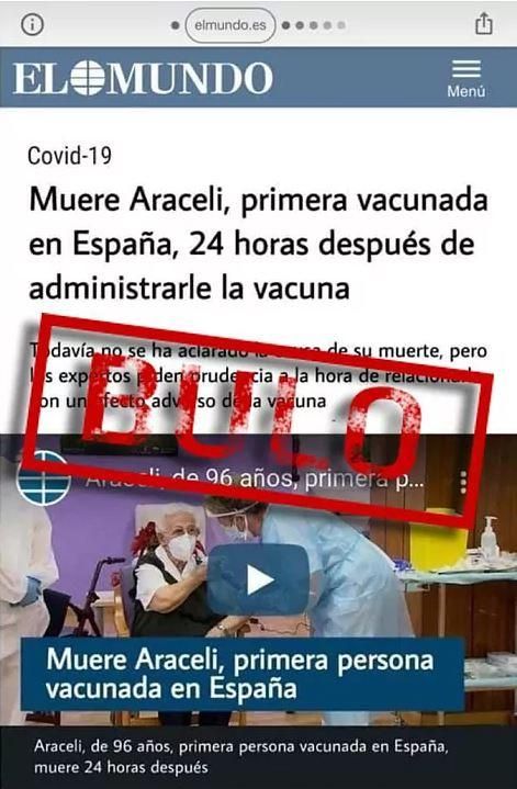 Bulo sobre la muerte de Araceli, la primera vacunada en España