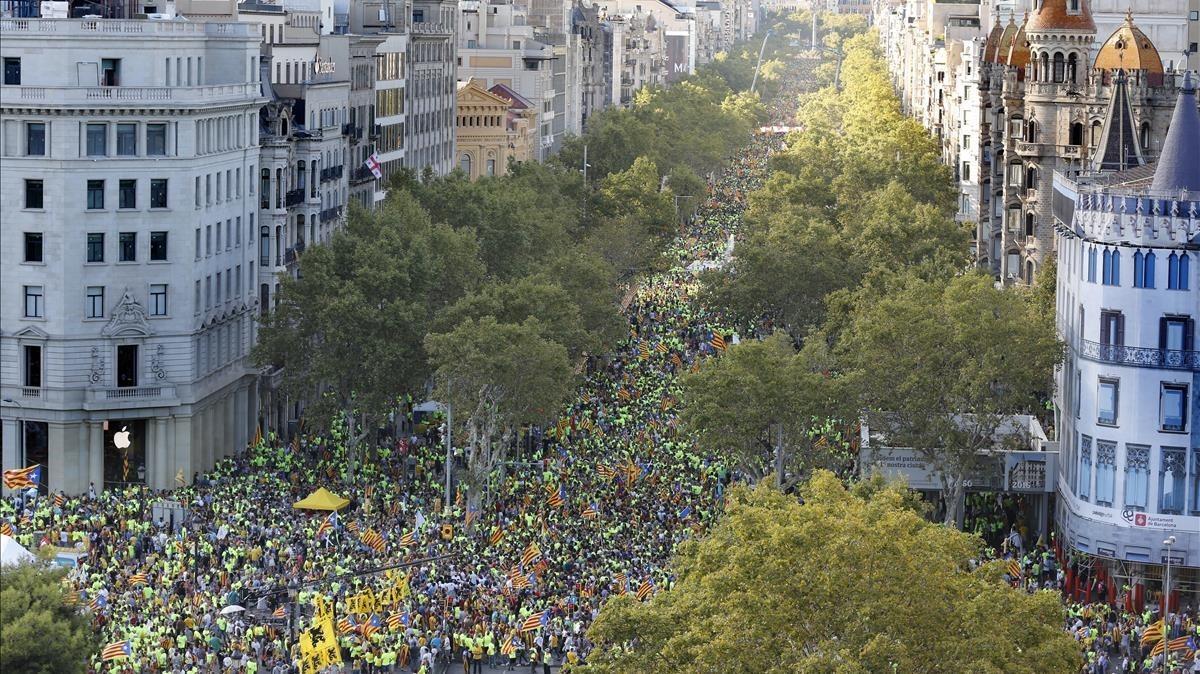 Vista del Passeig de Gràcia desde Plaça Catalunya.