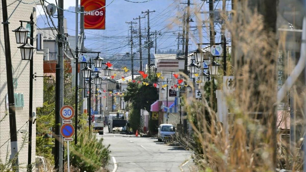 Centro de la localidad de Okuma, afectada por la catástrofe nuclear de Fukushima, donde las autoridades han permitido el retorno de algunos de sus habitantes.