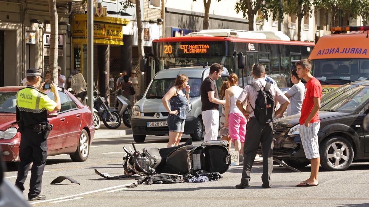 Accidente de moto en Barcelona.