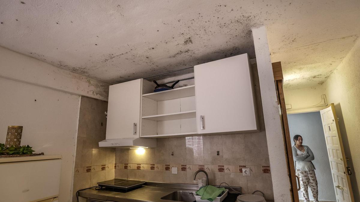 Afectada por filtraciones de agua en su casa en Palma: "Se nos caen trozos de pared por la humedad"