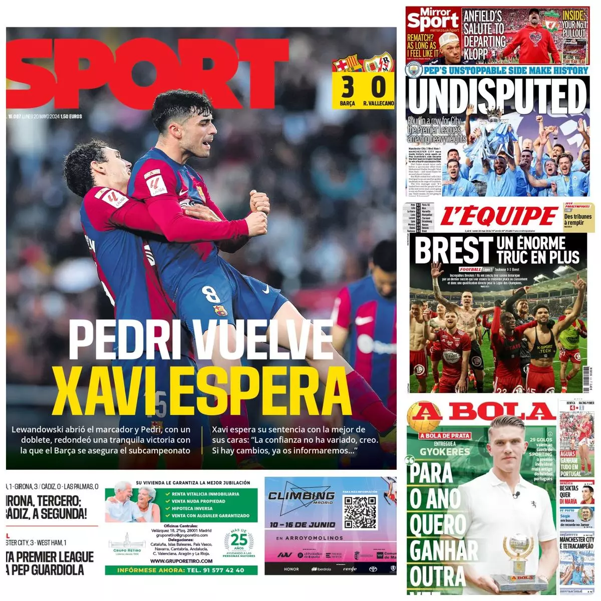 Las portadas de los diarios deportivos de hoy, 20 de mayo de 2024