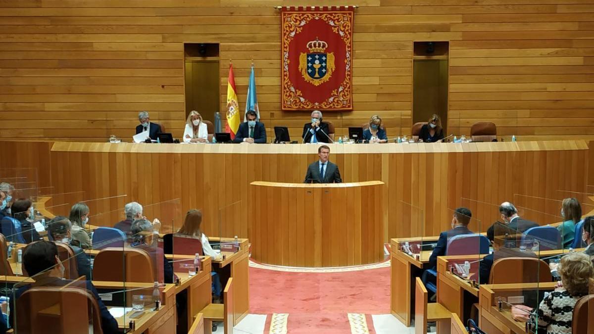 Feijóo, hoy, durante su intervención en la primera jornada de la sesión constitutiva del Parlamento de Galicia.