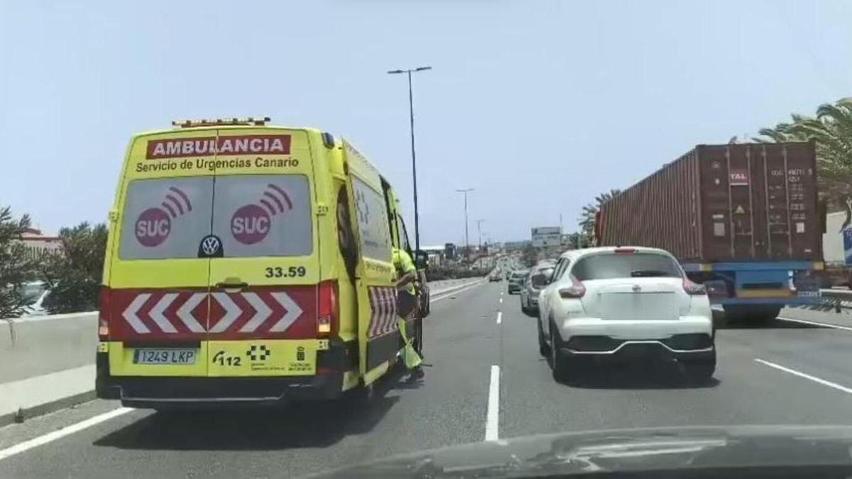 Retenciones por un accidente múltiple en la GC-1, en dirección al sur de Gran Canaria, a la altura de Las Huesas