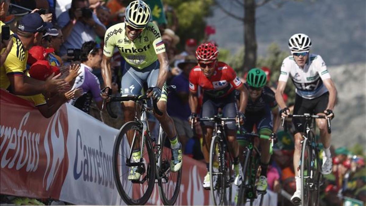 Contador no pudo abrri hueco en la subida a Mas de la Costa