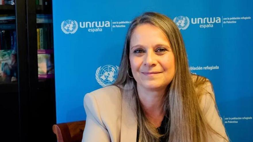 La directora en España de la Agencia de Naciones Unidas para los Refugiados Palestinos, este viernes en la sede de la UA