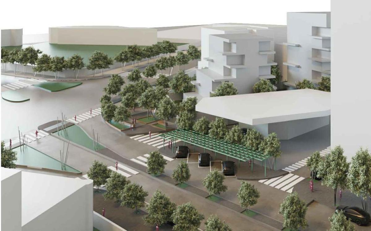 Recreación del proyecto residencial destinado a ocupar el solar del Puesto de los Monos en la Avenida de Moliní