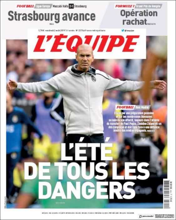 Portada L'ÉQUIPE viernes 2 de agosto 2019