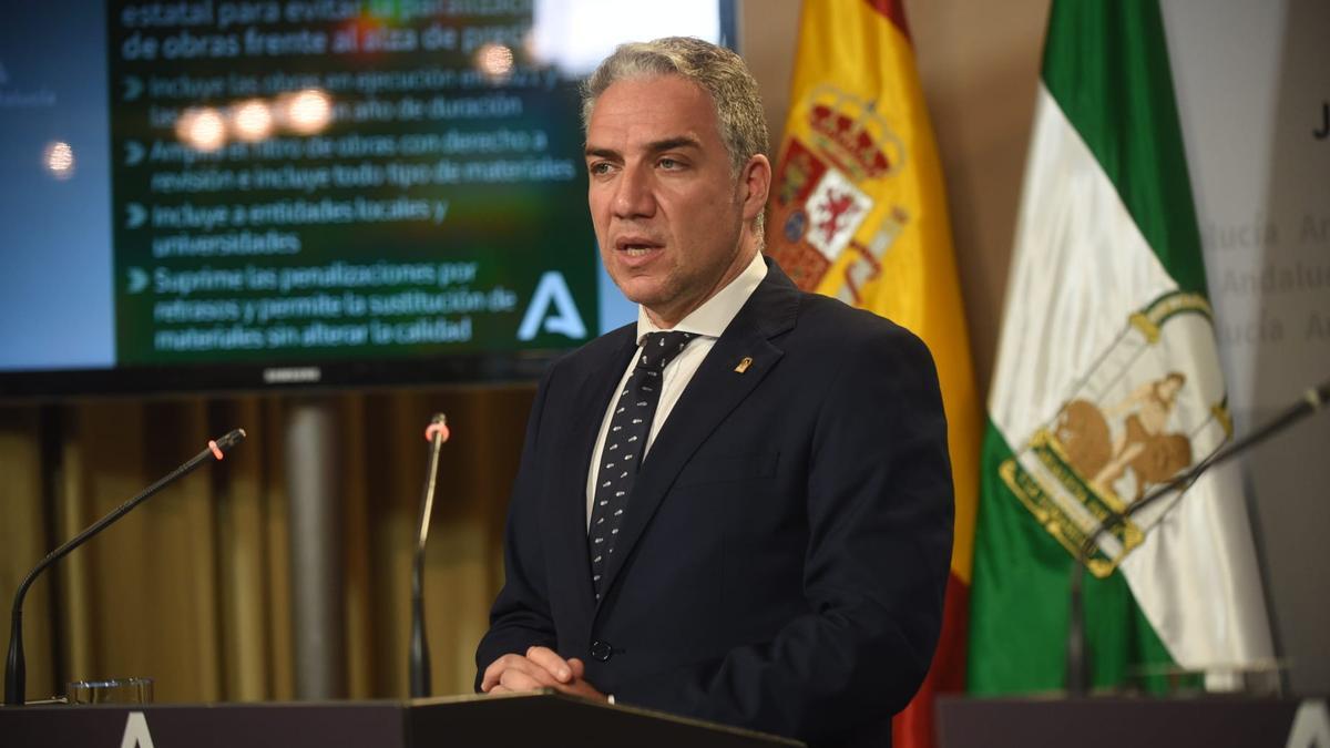 Elías Bendodo comparece este martes tras el Consejo de Gobierno de la Junta de Andalucía.