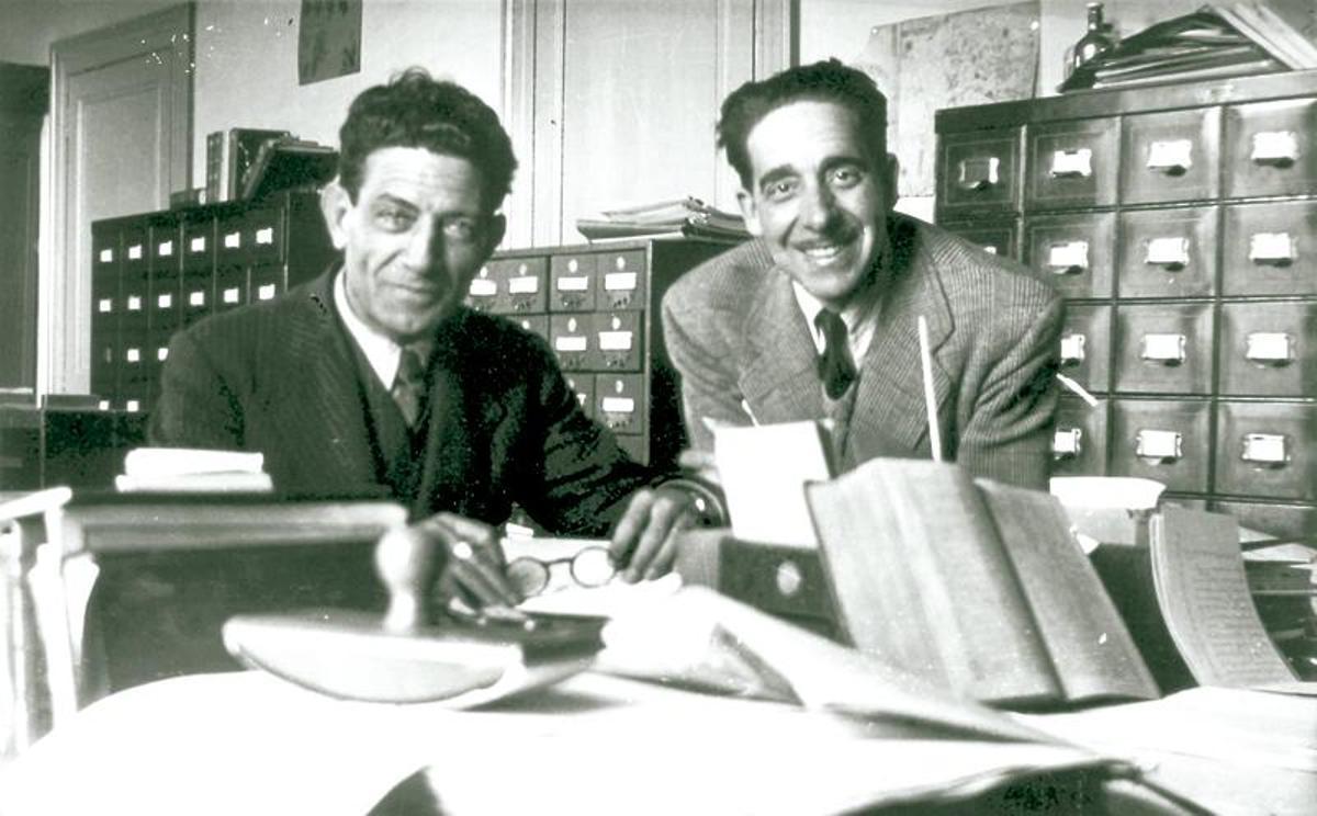 José Ballester Gozalvo, a la izquierda, con un amigo en el exilio francés.