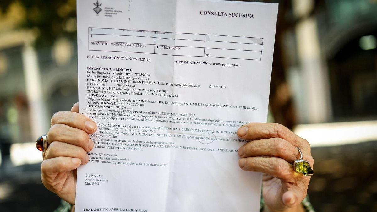 Mercedes es una de las mujeres que ha sabido que tiene cáncer de mama después de cinco meses esperando la prueba.
