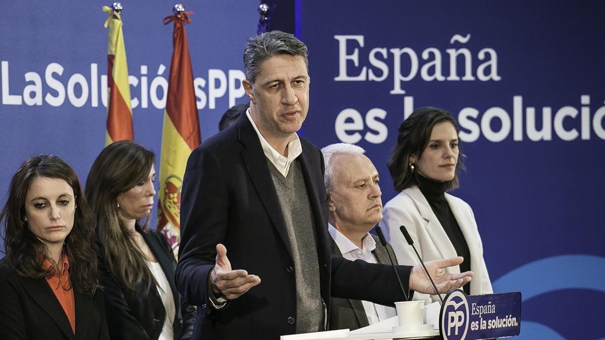 El popular Xavier García Albiol, en la comparecencia para valorar los resultados de la noche electoral del 21-D.