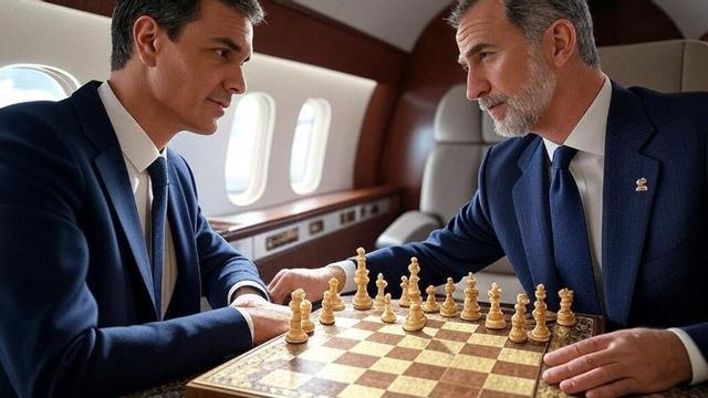 La IA de Twitter, Grok, es capaz de generar imágenes hiperrealistas de cosas que no han sucedido, como esta partida de ajedrez entre Pedro Sánchez y el rey Felipe VI