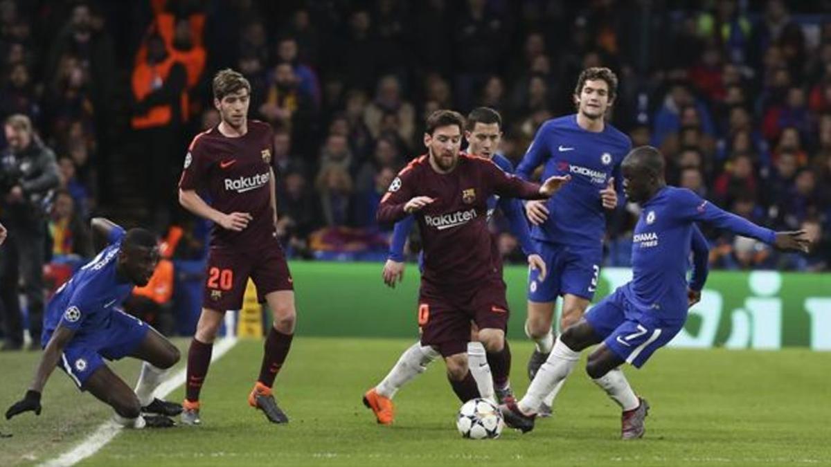 CHAMPIONS. Messi, en el Chelsea-Barça de la Liga de Campeones.