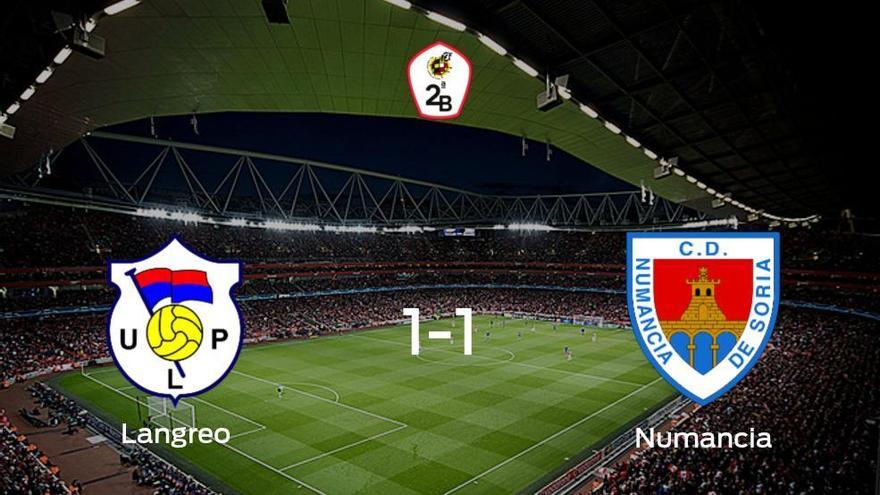 El Langreo y el Numancia concluyen su encuentro liguero con un empate (1-1)