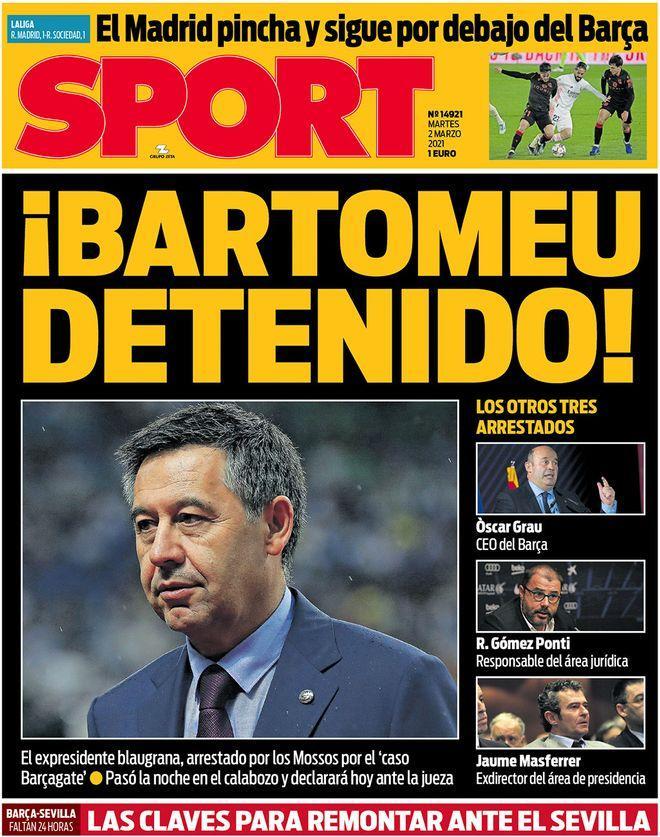 La portada de SPORT del 2/03/2021