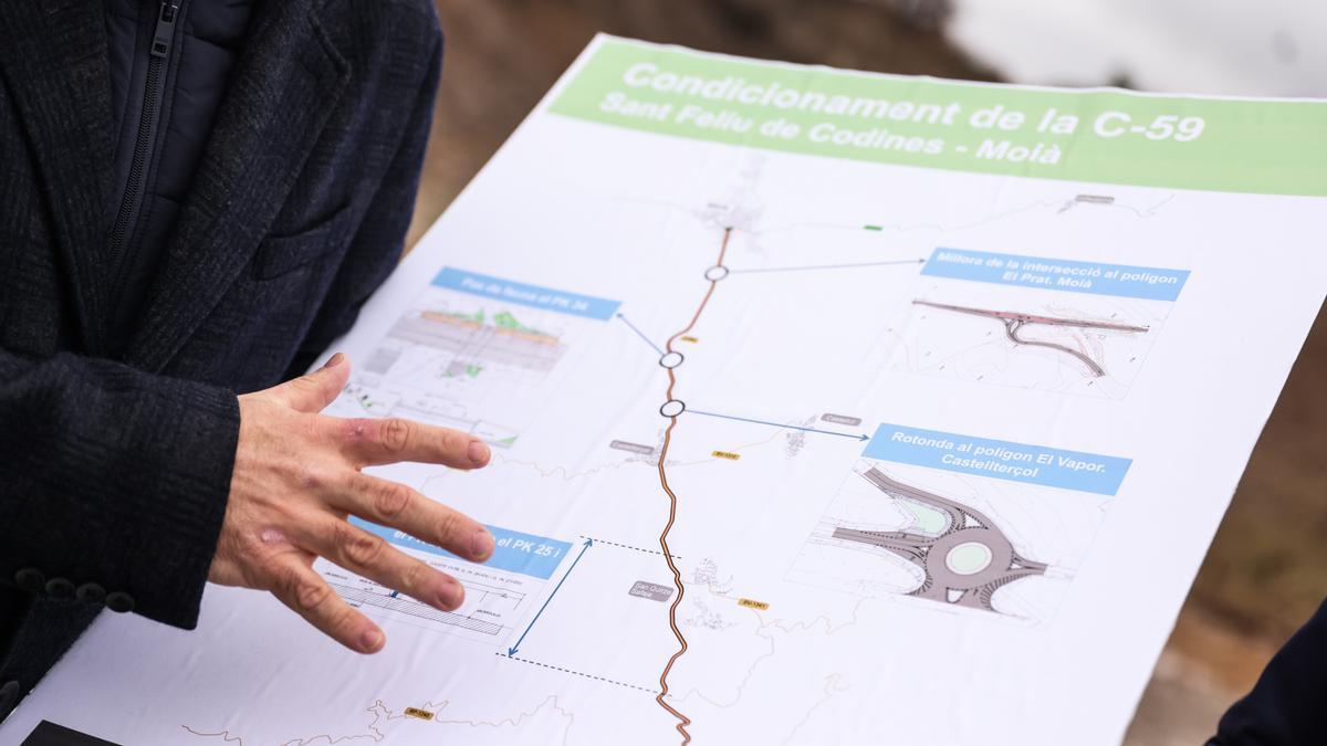 Mapa de las obras previstas en la C-59 por parte de la Conselleria de Territori.