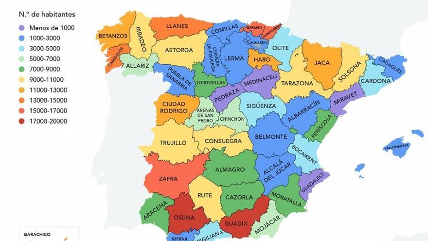 Mapa de España con los pueblos más &quot;populares&quot;, según Musement.