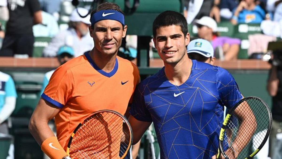 Nadal y Alcaraz, en su enfrentamiento en Madrid.