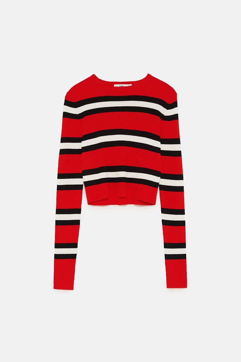 Jersey cropped a rayas de Zara