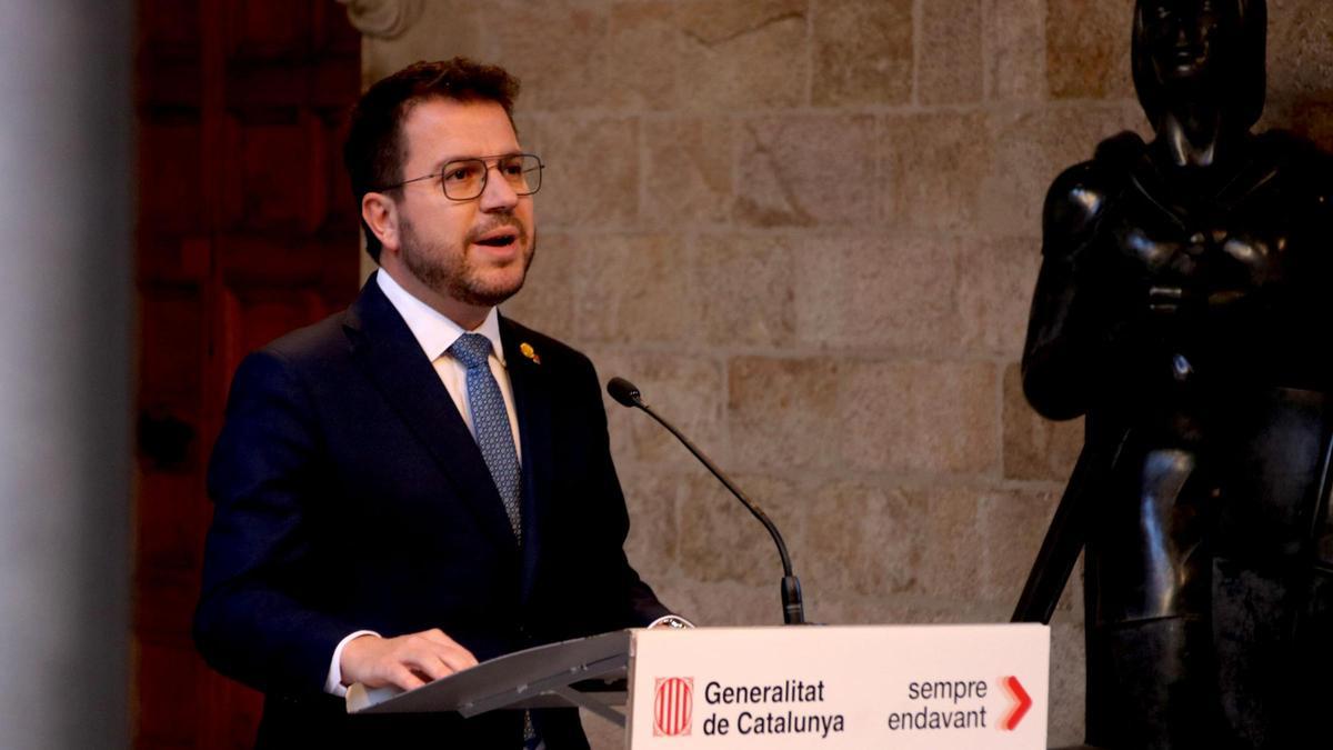 Pere Aragones comparece en la Generalitat