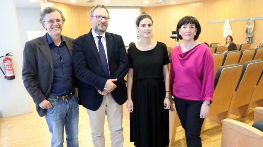 El CEO de Oncostellae, Guido Kurz; el de AmsLab, Manuel Lolo; la directora de I+D de Nanogap, Eldara Rodríguez, y la CEO y cofundadora de Galchimia, Carme Pampín, en la presentación.