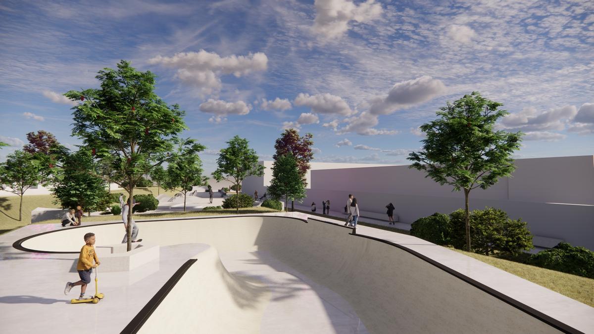 Recreación de cómo quedará una de las zonas del nuevo parque Urbano Lugrís.