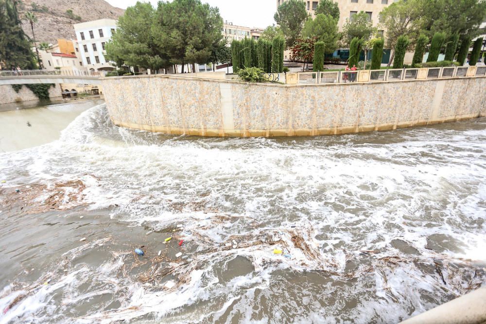 La CHS investiga la aparición de espuma en superficie a lo largo del cauce del Segura en toda la comarca, tras las lluvias que se han registrado en los últimos días.