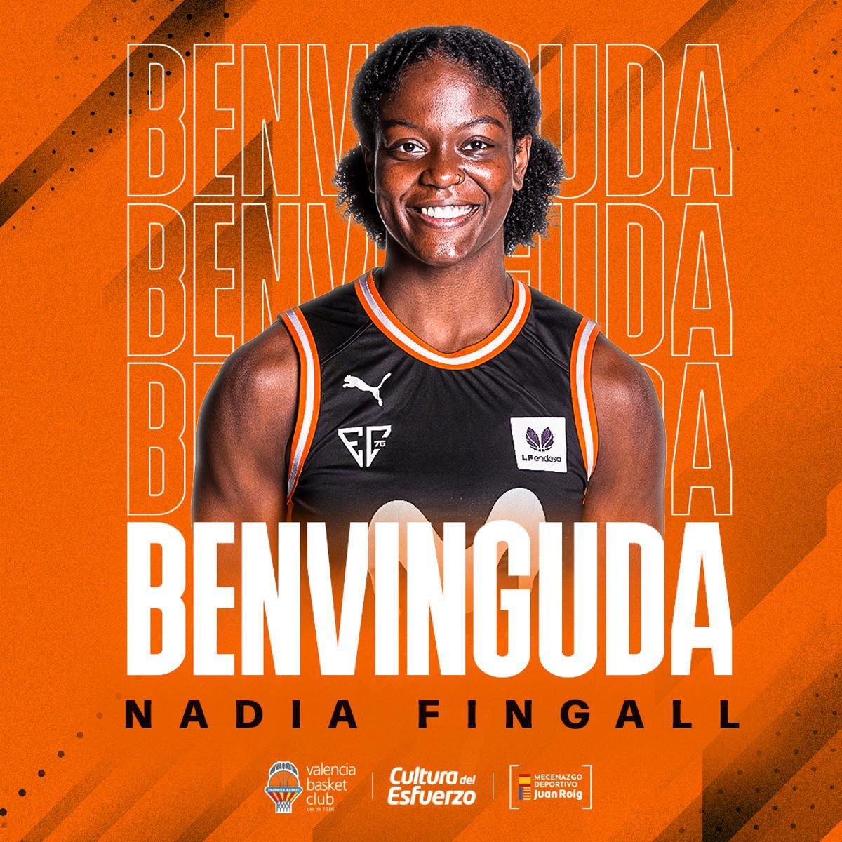 Nadia Fingall, nueva jugadora del Valencia Basket