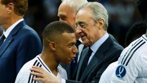 Florentino con Mbappé en la Supercopa Europa de 2024