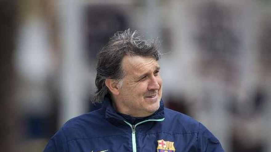 Martino, durante el entrenamiento de ayer. // Efe