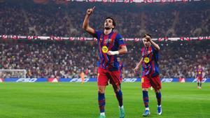 Ferran Torres celebra uno de sus goles en la presente temporada