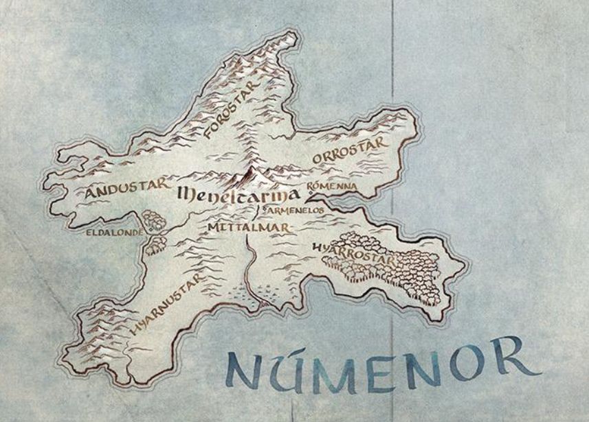 Mapa de Númenor, donde se sitúa la nueva serie de &quot;El señor de los anillos&quot; de Amazon Prime