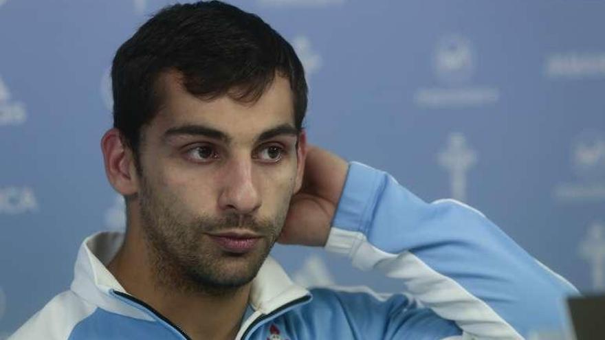 Jonny Castro, ayer, en la sala de prensa de A Madroa. // Adrián Irago