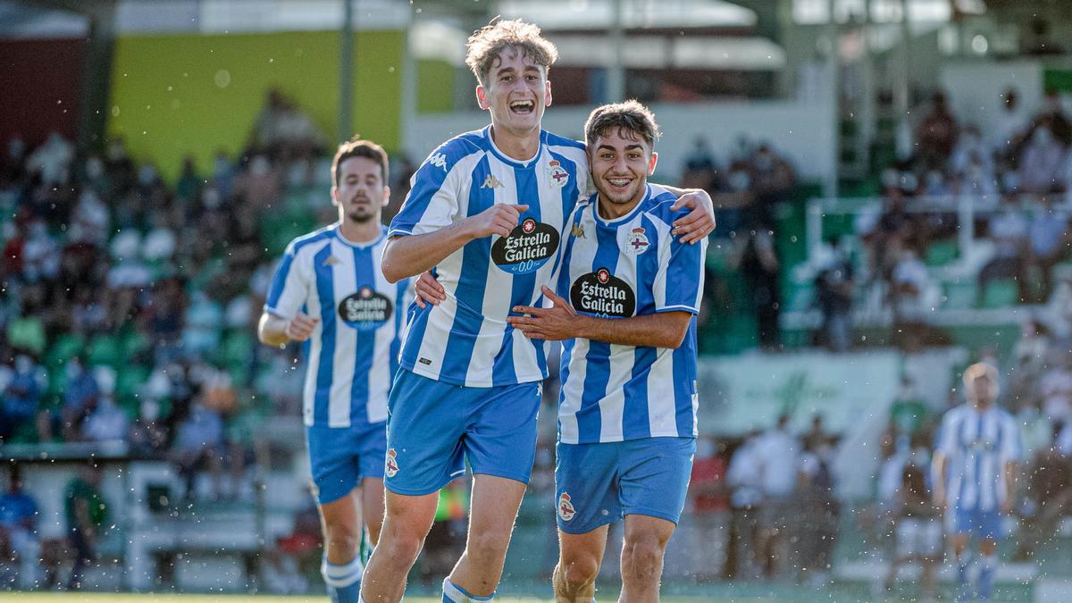 Noel celebra el tanto que logró con el Deportivo esta pretemporada