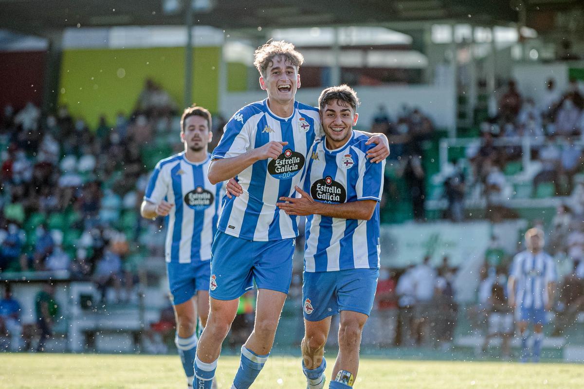 Noel celebra el tanto que logró con el Deportivo esta pretemporada