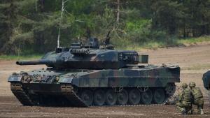 Un tanque Leopard 2 A7 del Ejército alemán durante unas maniobras de la OTAN en Münster, en el norte del país.