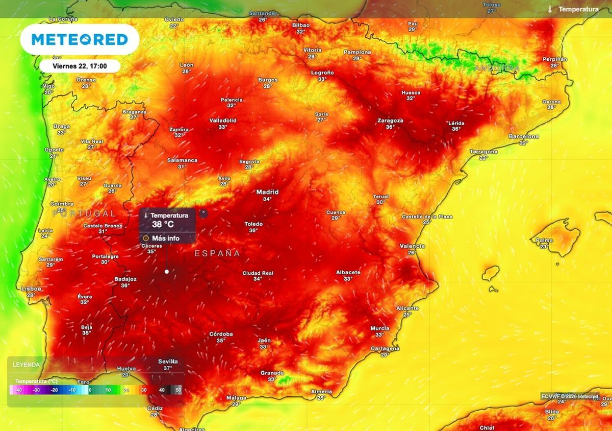 Previsión de temperaturas este próximo viernes