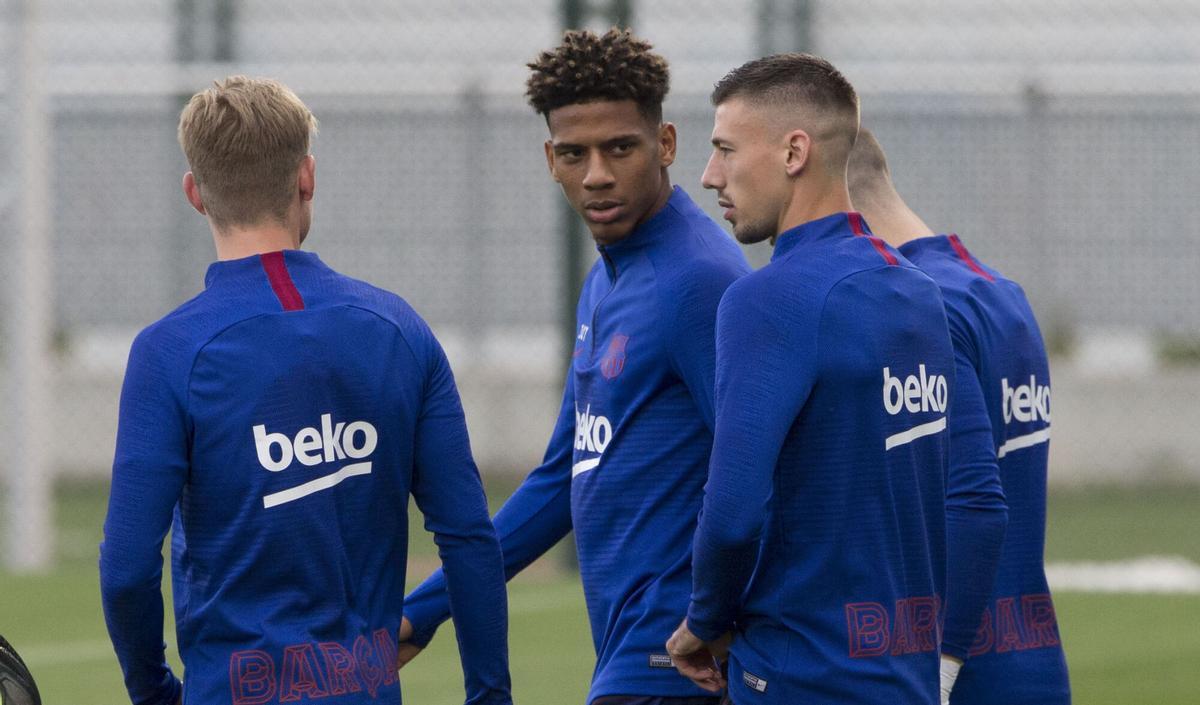 Jean-Claire Todibo, y Clément Lenglet cuando coincidieron en 2019 en el primer equipo del FC Barcelona