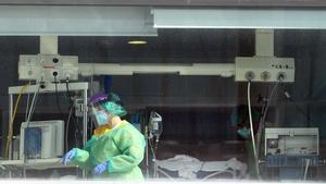 Trabajadores sanitarios del hospital de La Paz, de Madrid, donde se ha ensayado con éxito una terapia celular de cáncer infantil en dos pacientes de covid de 60 años.