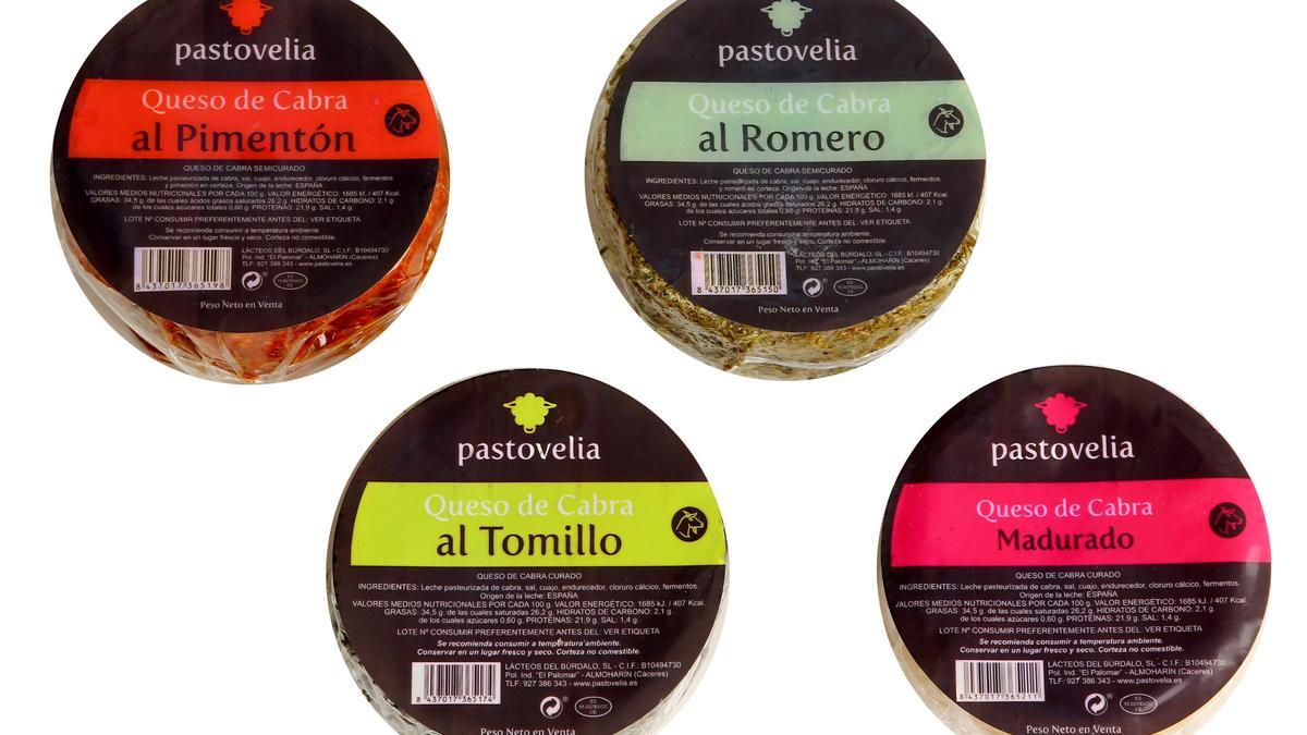 Distintas variedades de quesos de cabra elaborados por Pastovelia.