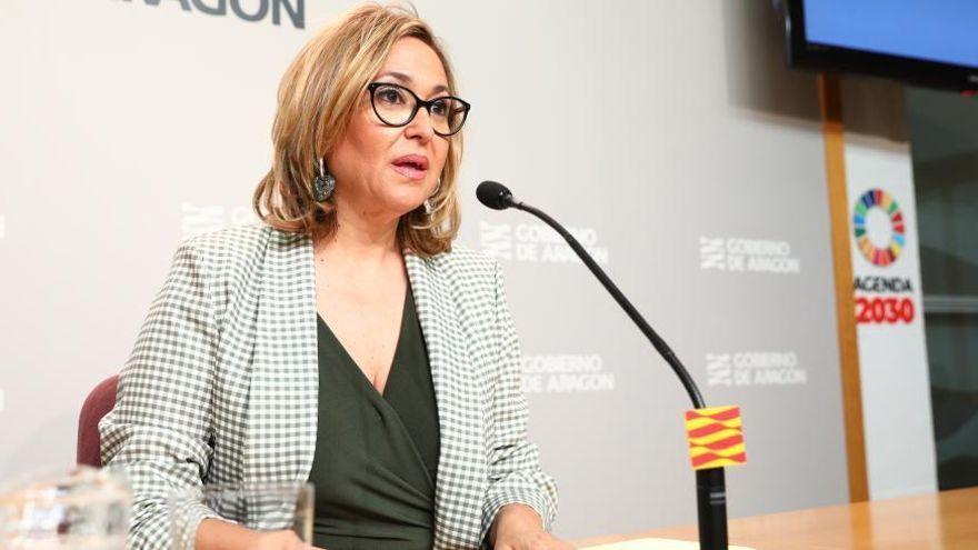 Mayte Pérez, esta mañana, tras el Consejo de Gobierno. / GOBIERNO DE ARAGÓN