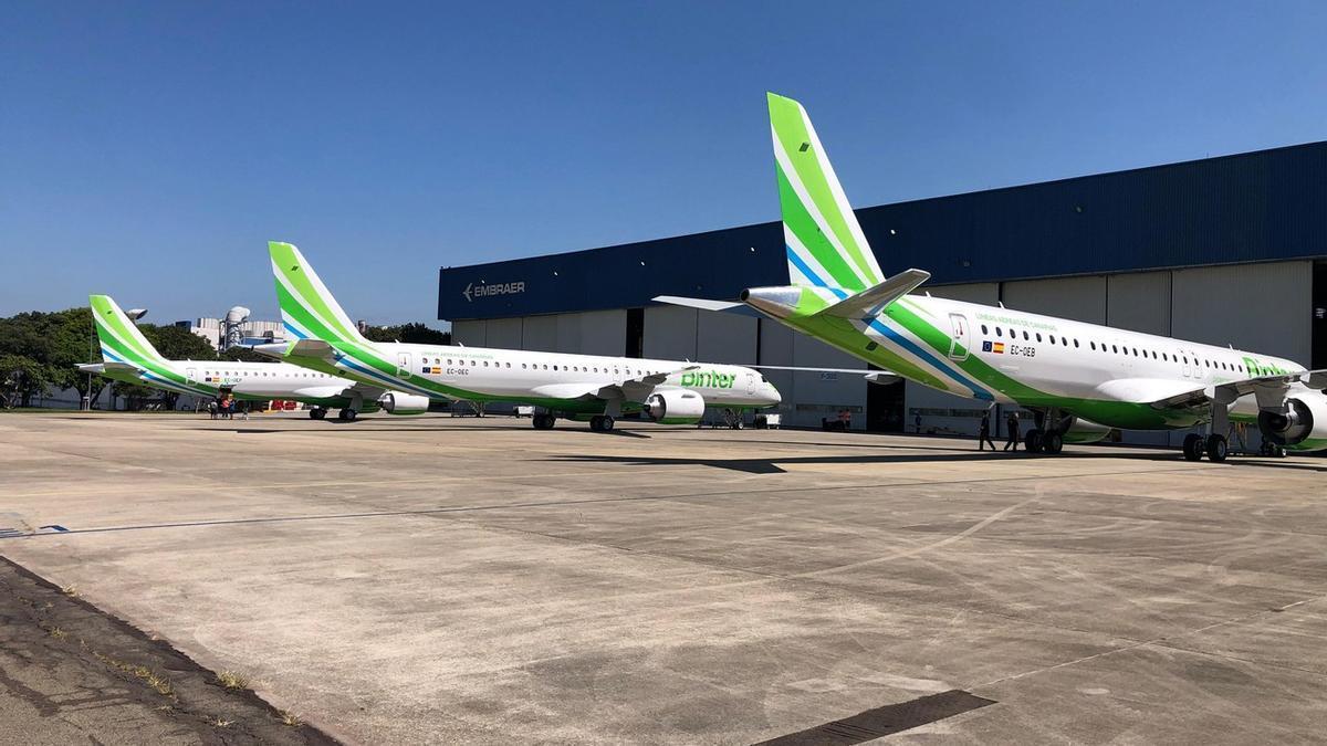 Los tres nuevos aviones de Binter para viajar a Madrid ya están en Canarias. | ED