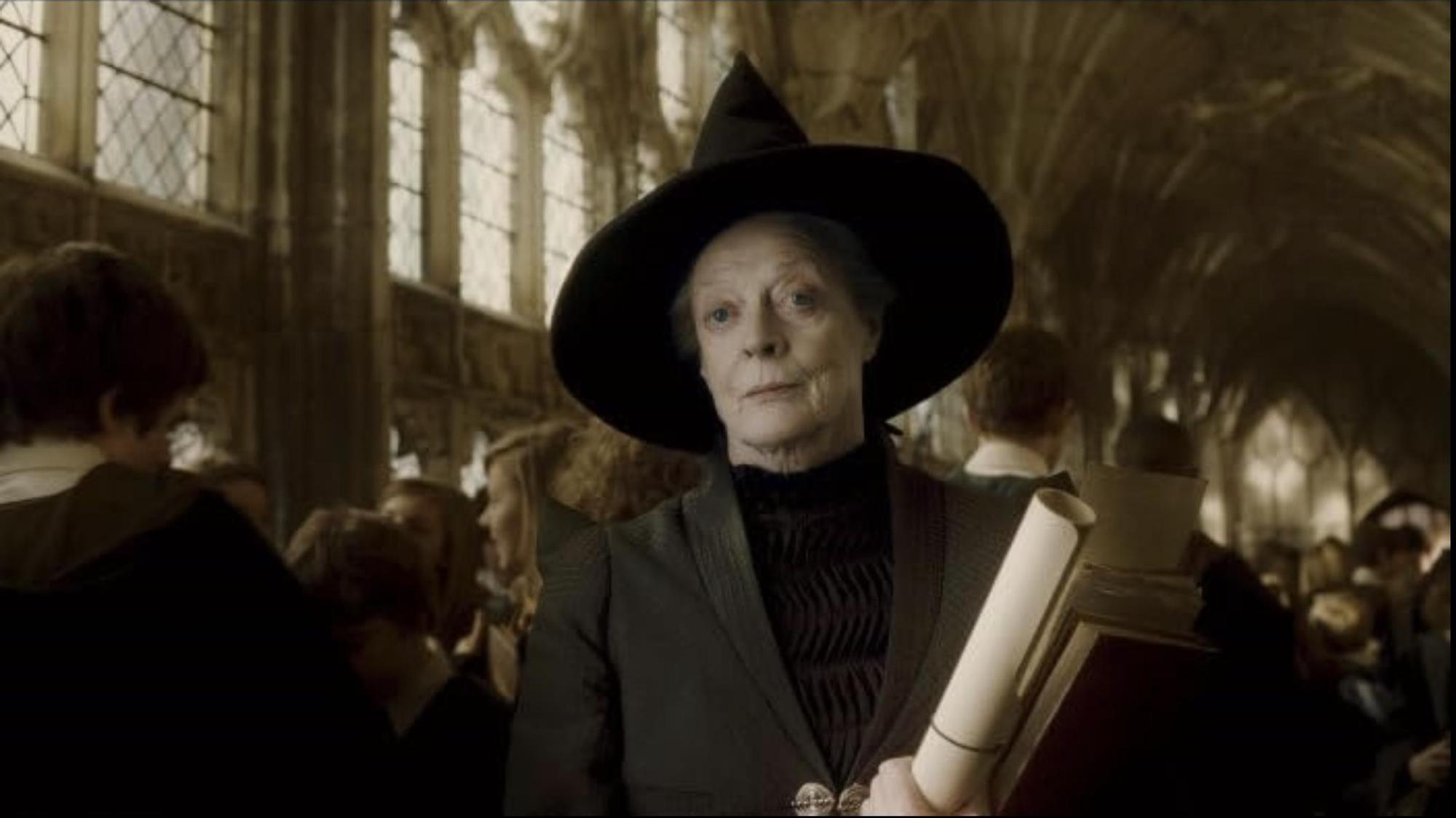 Maggie Smith, caracterizada como Minerva McGonagall en ‘Harry Potter’.
